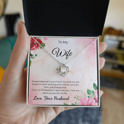 Love Knot Necklace for Wife – Personalized Gift Message Card