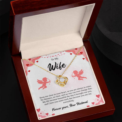 Love Knot Necklace for Wife – Romantic Anniversary Gift Card