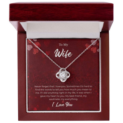 Love Knot Necklace for Wife – Heartfelt Valentine’s Day Message Card
