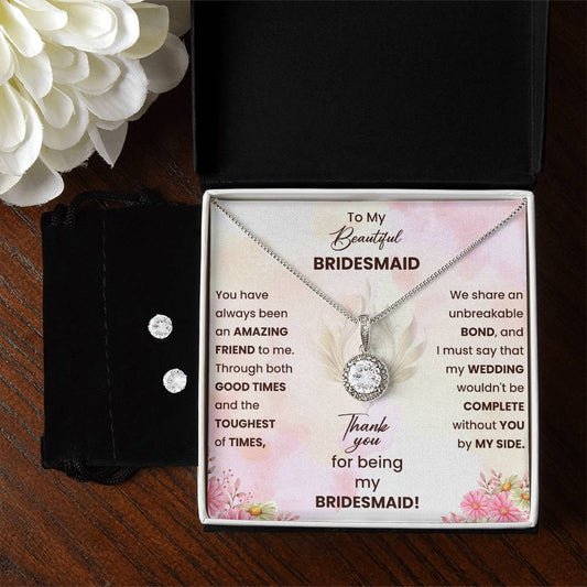 Bridesmaid - Always Here - Eternal Hope Necklace and Cubic Zirconia Earring Set