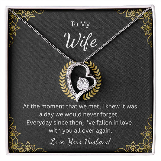 Forever Love Necklace for Wife – With All My Heart Message Card