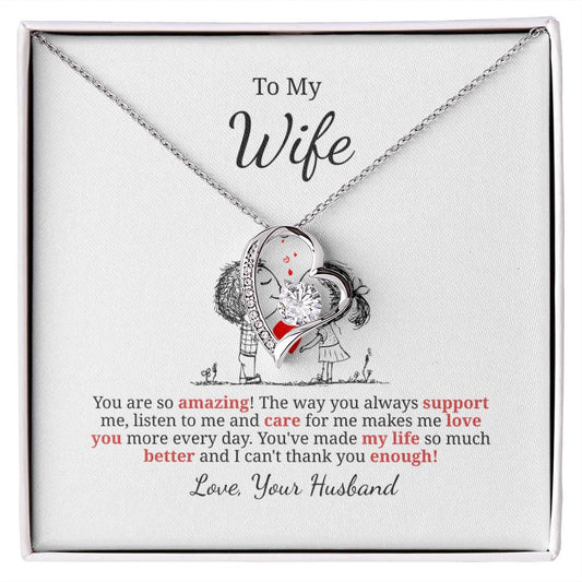 Forever Love Necklace for Wife – Surprise Gift with Custom Note Card