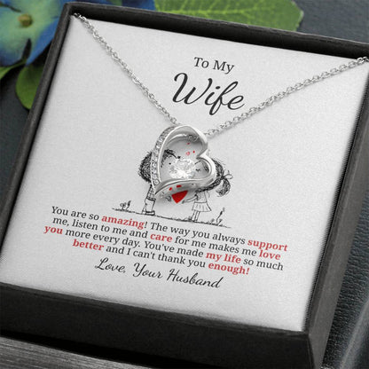 Forever Love Necklace for Wife – Surprise Gift with Custom Note Card